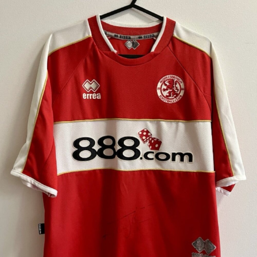 Middlesbrough FC 2006-2007 Home Soccer Jersey Errea Size Small Signed Woodgate